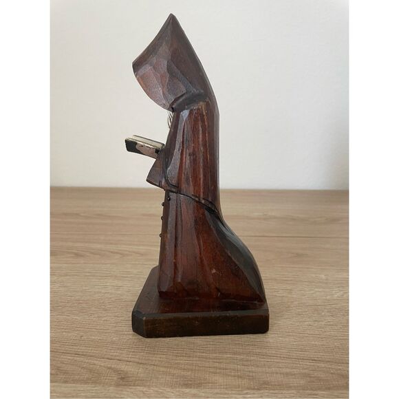 Artisan Wood Carved Hooded Monk Statue 10 in Rustic Faith‎ Decor Religious - Picture 6 of 9